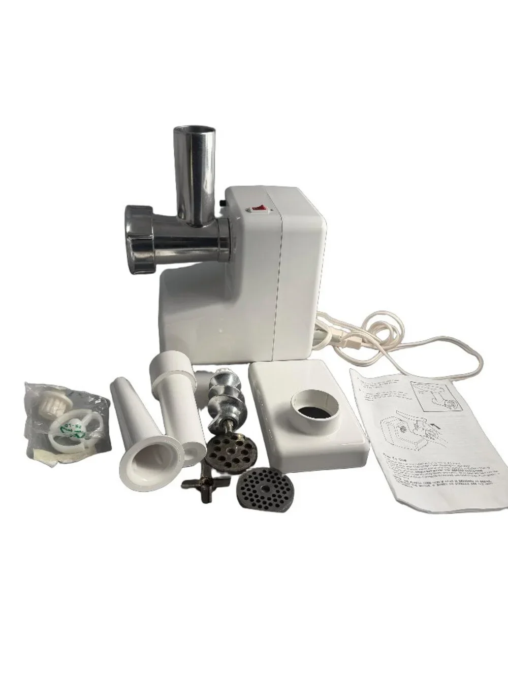 VillaWare White Electric Meat Food Grinder Sausage Stuffer Attachment Countertop